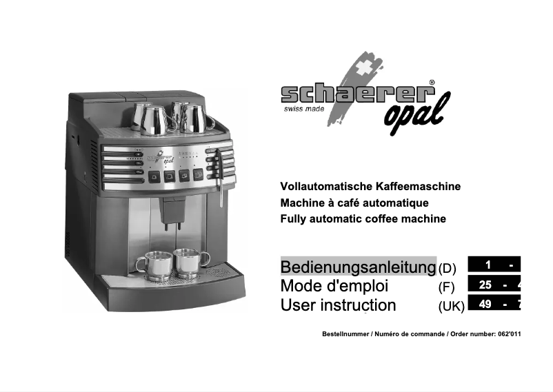 Page n°1 - Manuel utilisateur Schaerer Opal