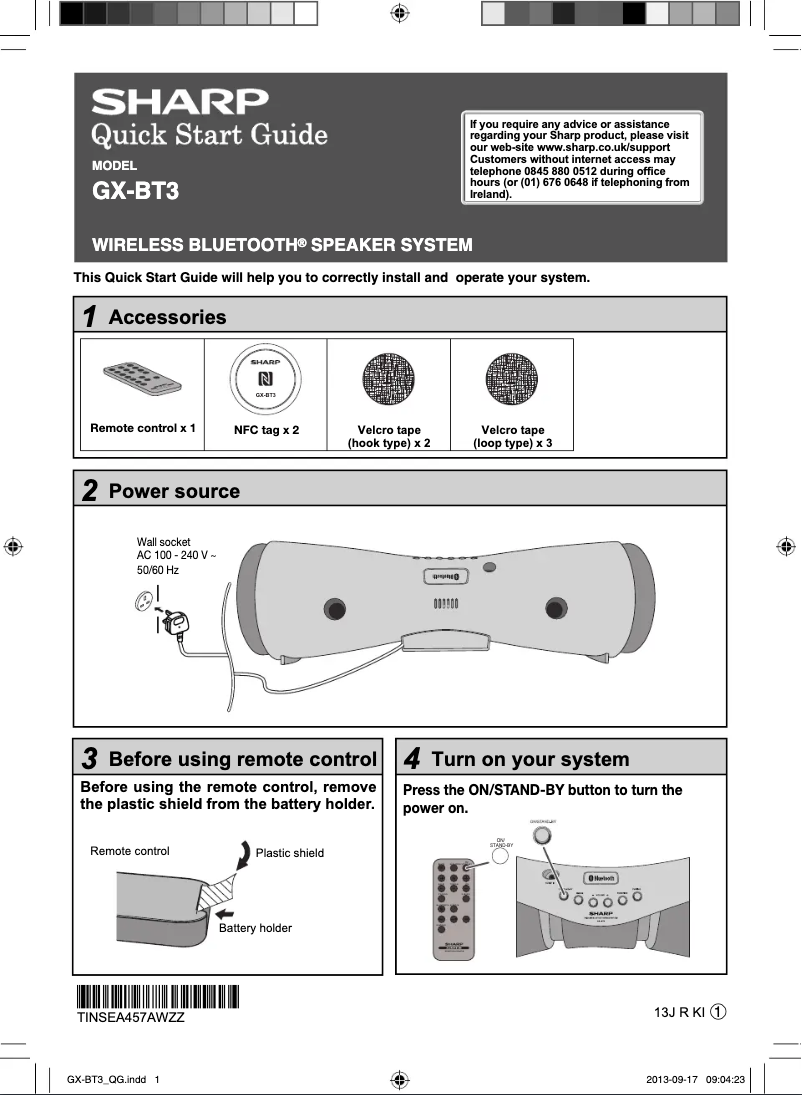 Page n°1 - Manuel utilisateur Sharp GX-BT3