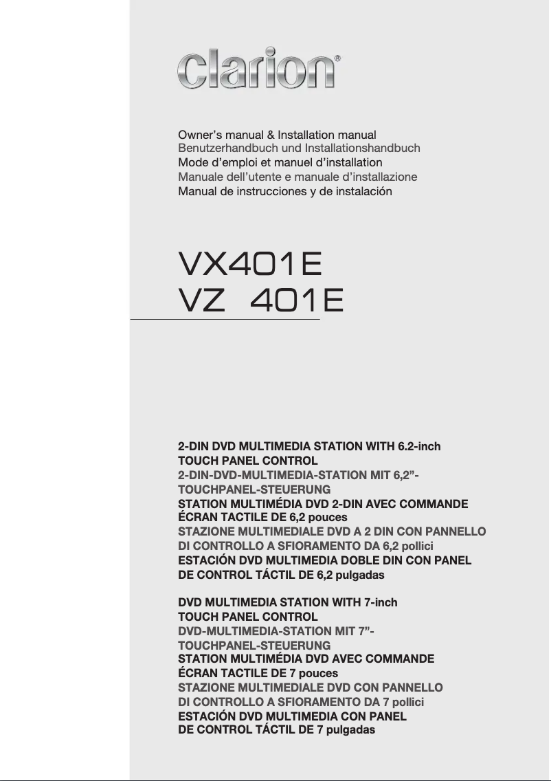 Page 1 de la notice Manuel utilisateur Clarion VX401E