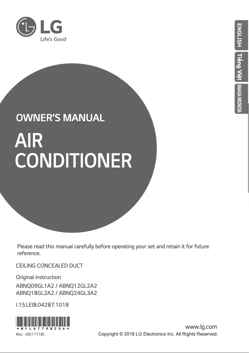 Image de la première page du manuel de l'appareil ABNQ24GL3A2