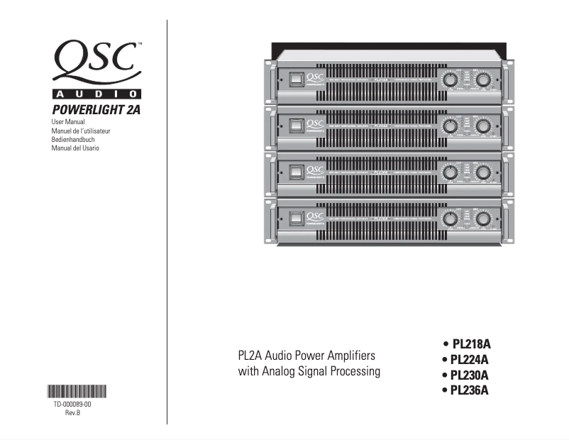 Page 1 de la notice Manuel utilisateur QSC PL218A