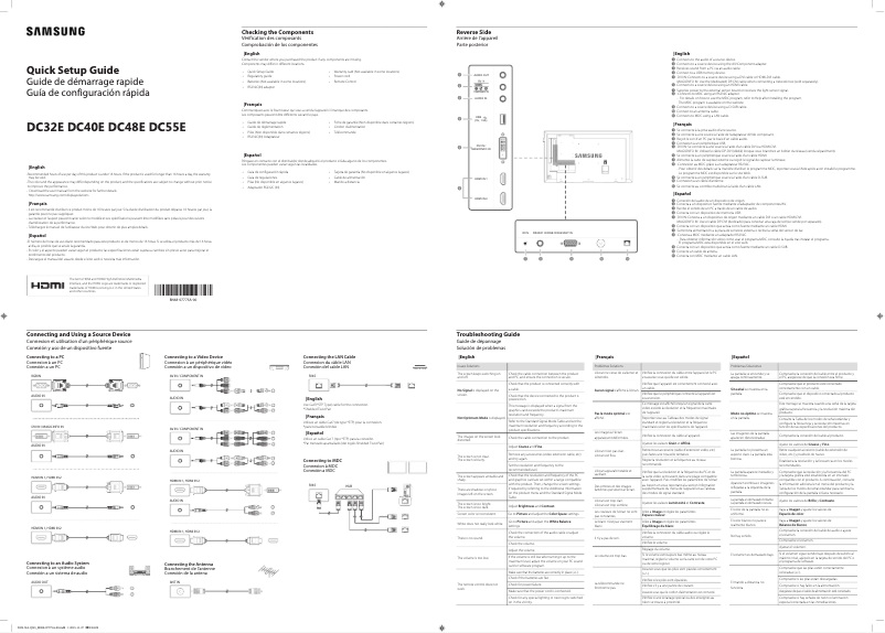 Page 1 de la notice Guide d'installation Samsung DC40E
