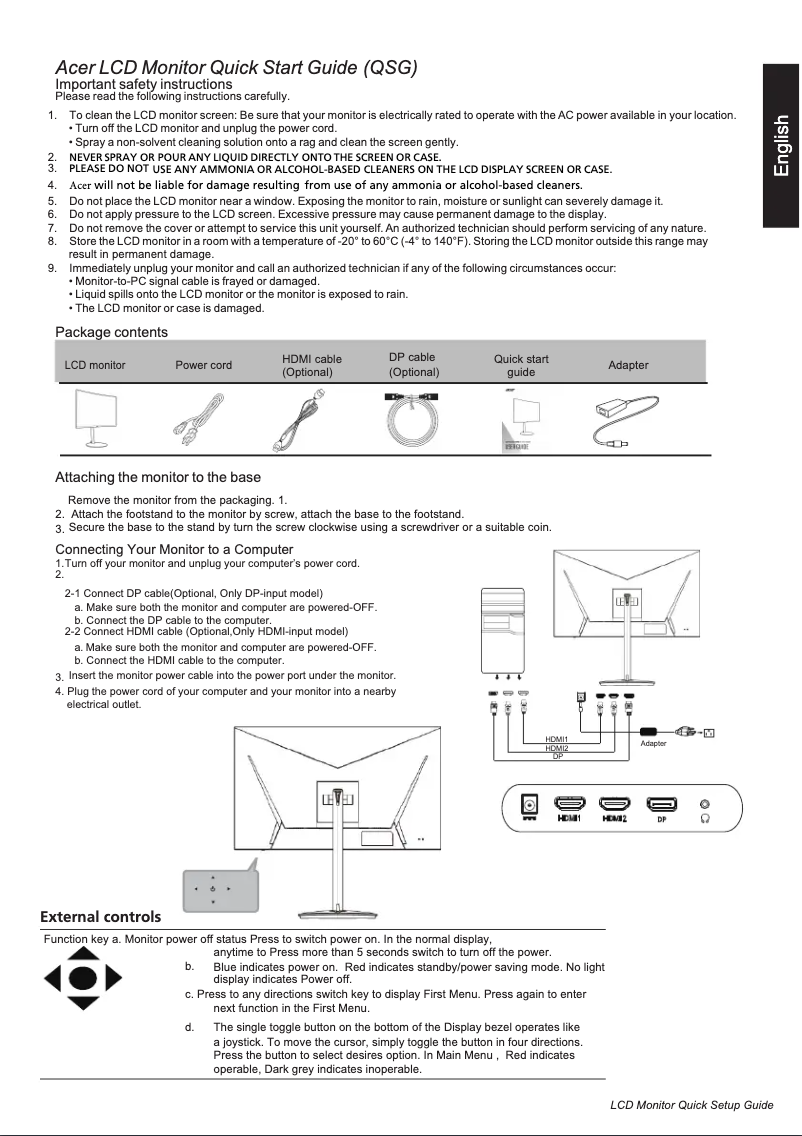 Page n°1 - Guide de démarrage rapide Acer XZ322QU