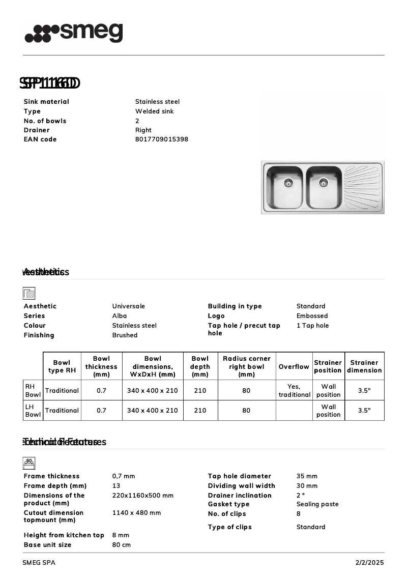 Image de la première page du manuel de l'appareil SP116D