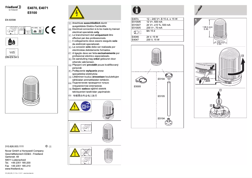 Page n°1 - Manuel utilisateur Friedland E5100