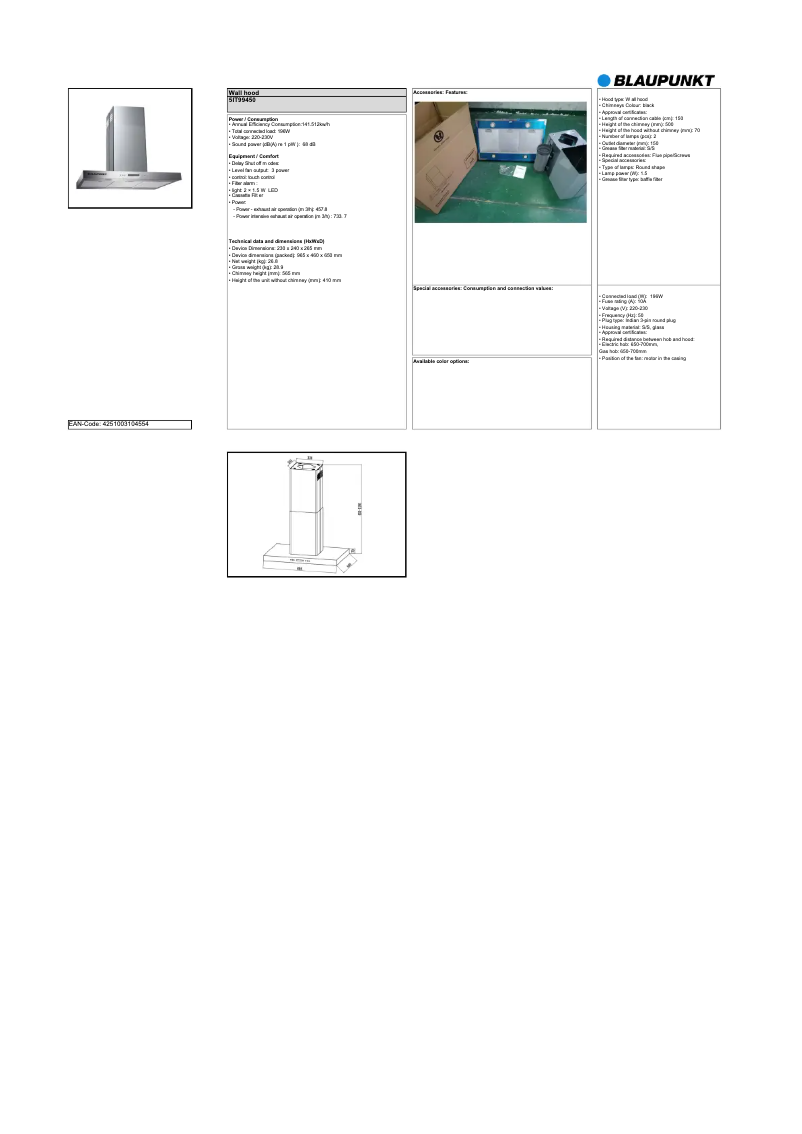 Page n°1 - Fiche technique Blaupunkt 5IT99450