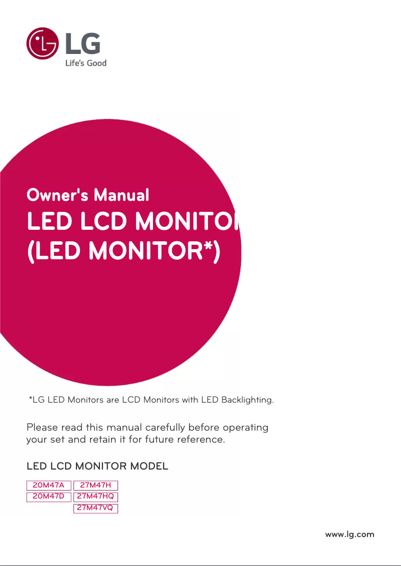 Page n°1 - Manuel utilisateur LG 27M47VQ-B