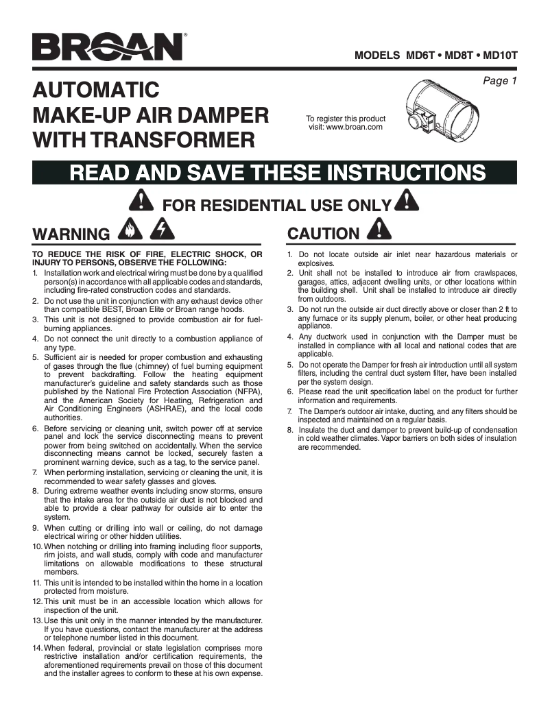 Page 1 de la notice Manuel utilisateur Best MD8T