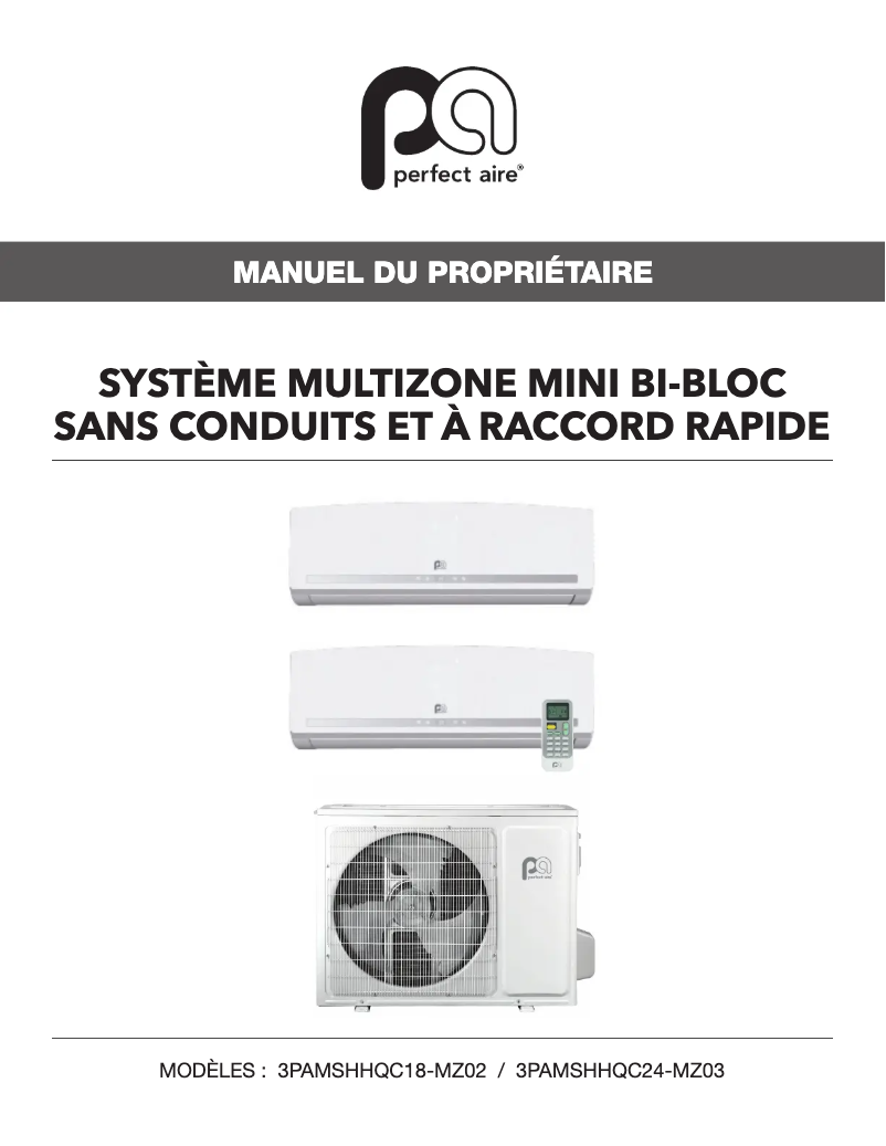 Page 1 de la notice Manuel utilisateur Perfect Aire 3PAMSHHQC18-MZO2