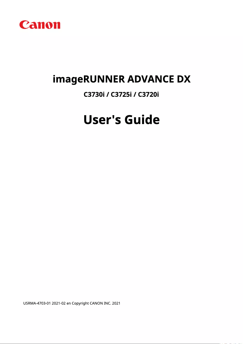 Page n°1 - Manuel utilisateur Canon imageRUNNER ADVANCE DX C3720i