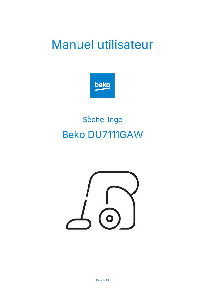Page n°1 - Manuel utilisateur Beko DU7111GAW