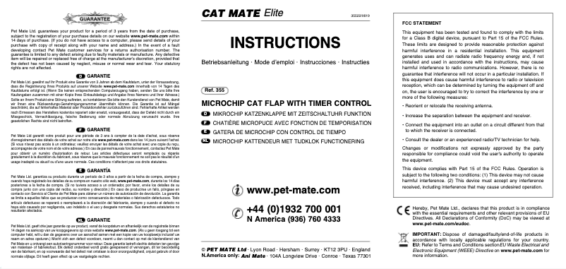 Imagen de la primera página del manual del dispositivo Cat Mate 355W