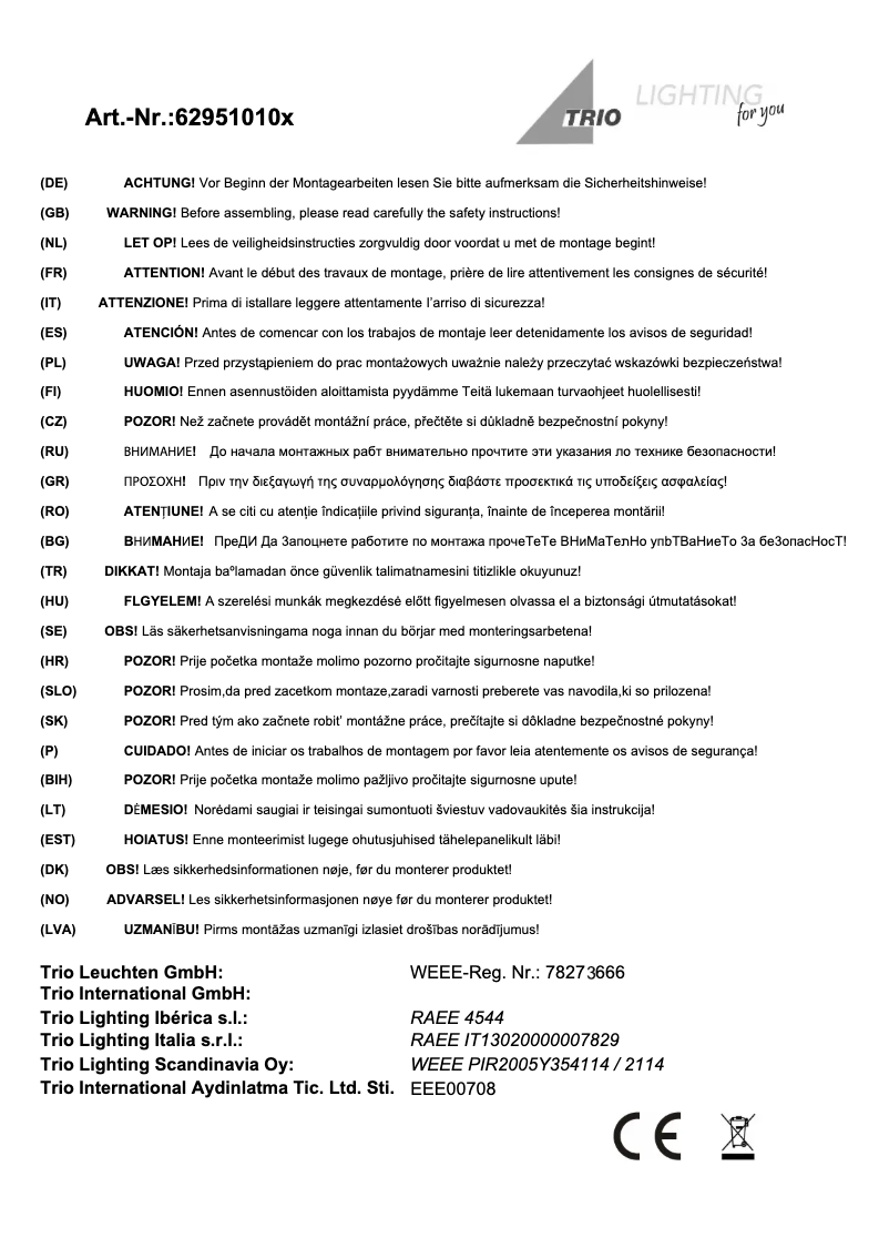 Página 1 del manual Manual de usuario Trio Lighting Compo 629510105