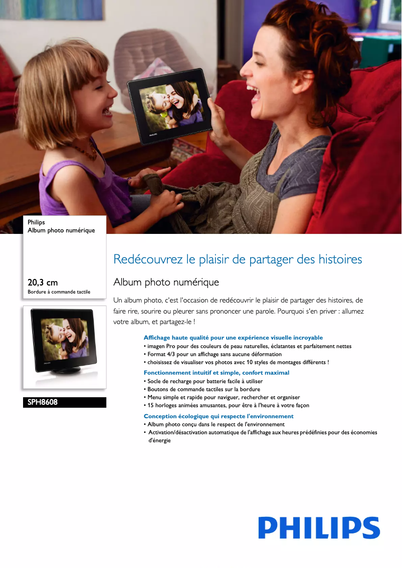 Page 1 de la notice Fiche technique Philips SPH8608