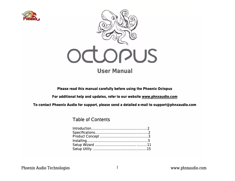 Page 1 de la notice Manuel utilisateur Phoenix Audio MT454-PA