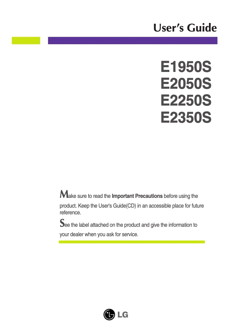 Page n°1 - Manuel utilisateur LG E2250S