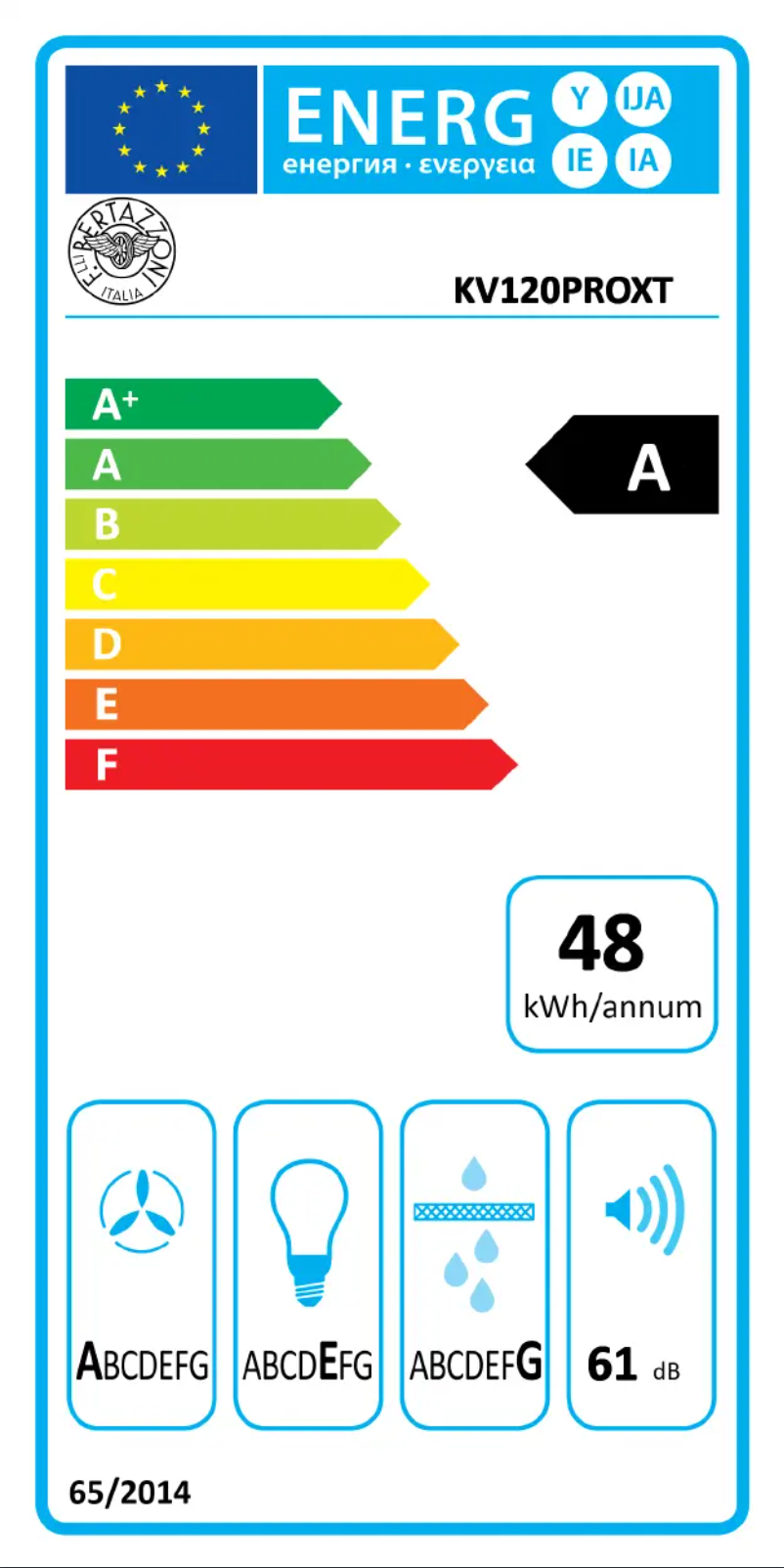 Page n°1 - Label énergétique Bertazzoni KV120PROXT