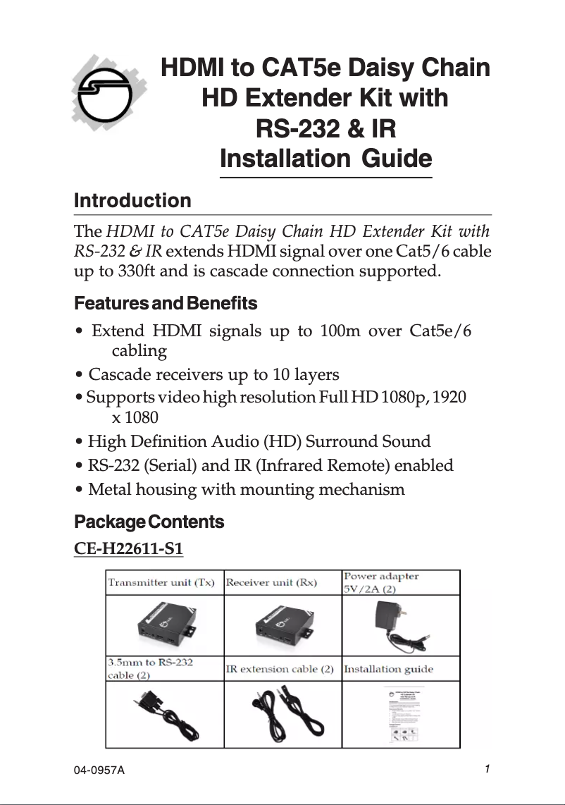 Page 1 de la notice Manuel utilisateur Siig CE-H22611-S1