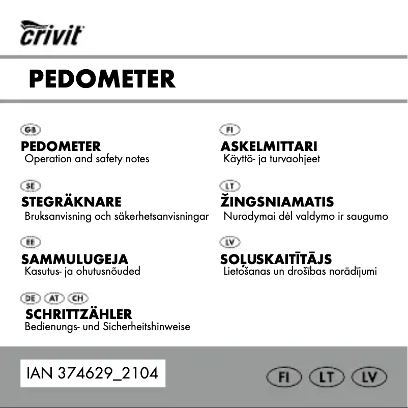 Page n°1 - Manuel utilisateur Crivit HG07903A