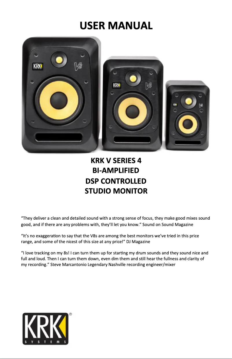Page 1 de la notice Manuel utilisateur KRK V Series 6