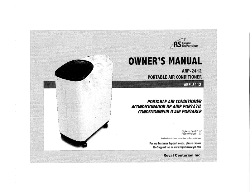 Page 1 de la notice Manuel utilisateur Royal Sovereign ARP-2412