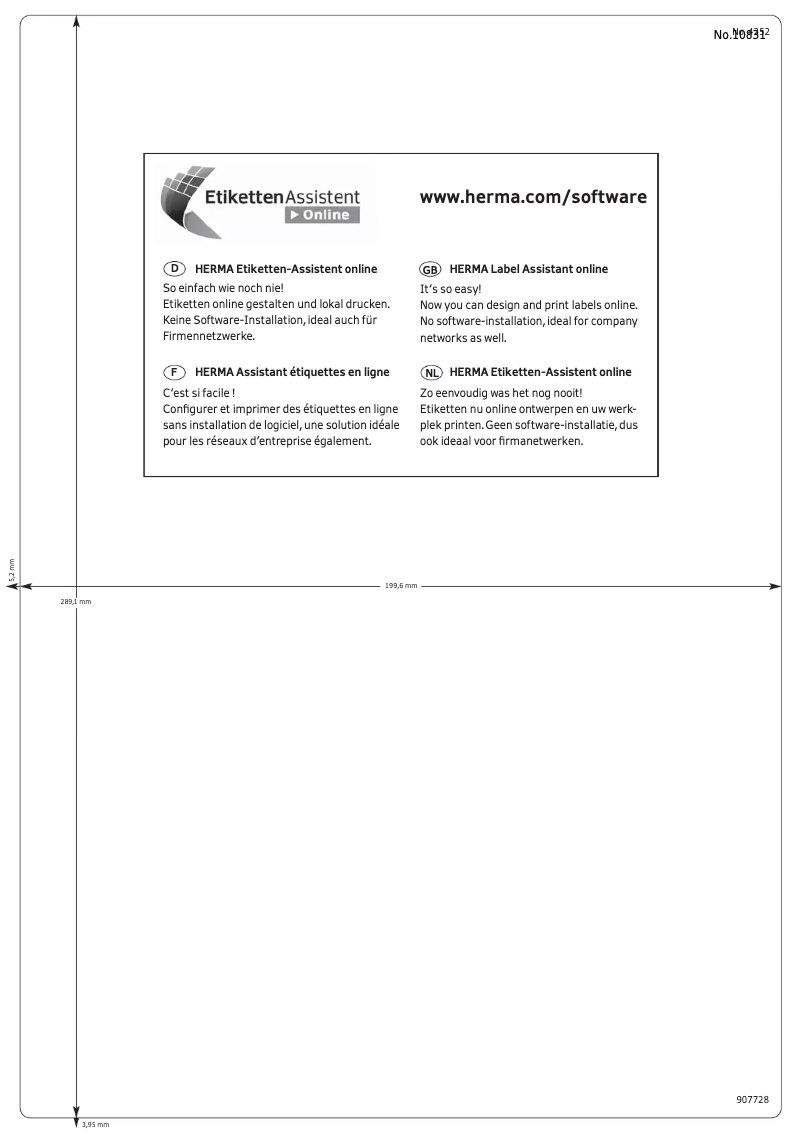 Page 1 de la notice Manuel utilisateur Herma 10831