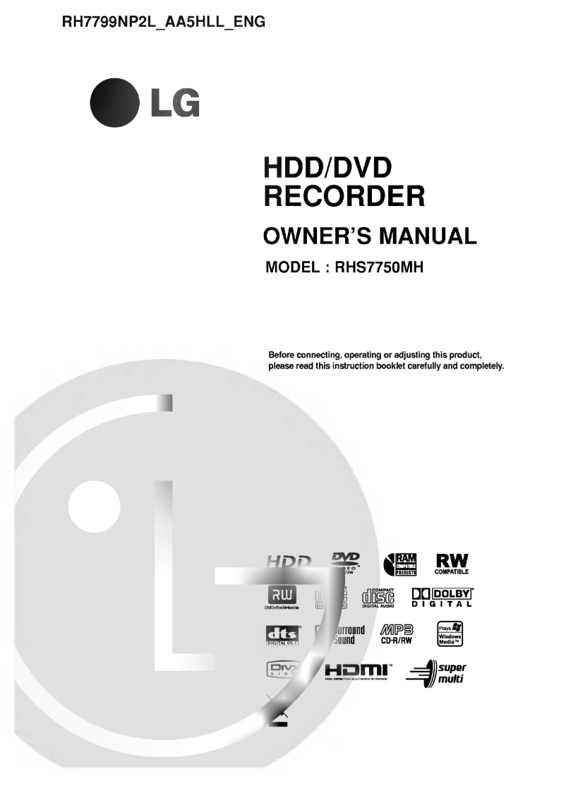 Page n°1 - Manuel utilisateur LG RH7799NP2L