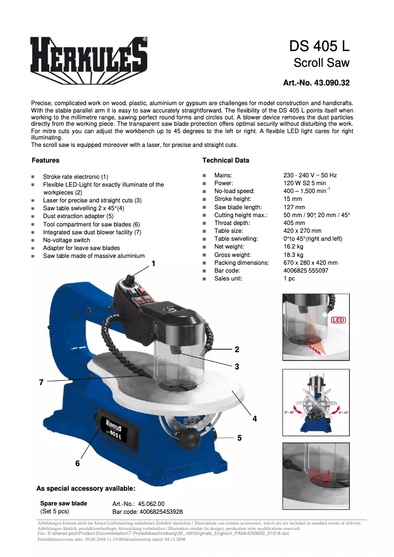 Image de la première page du manuel de l'appareil DS 405L