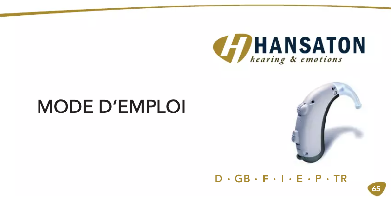 Page n°1 - Manuel utilisateur Hansaton Power