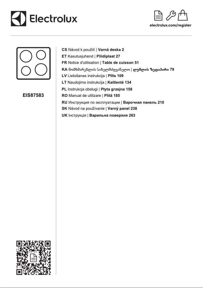 Page 1 de la notice Manuel utilisateur Electrolux EIS87583