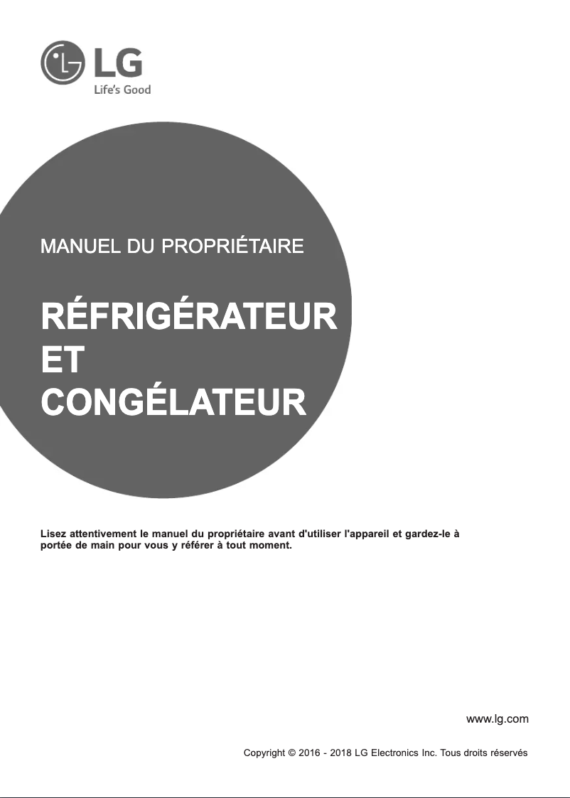 Page n°1 - Manuel utilisateur LG GBB60SWFFB