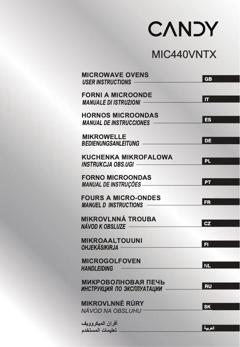 Page n°1 - Manuel utilisateur Candy MIC440VNTX