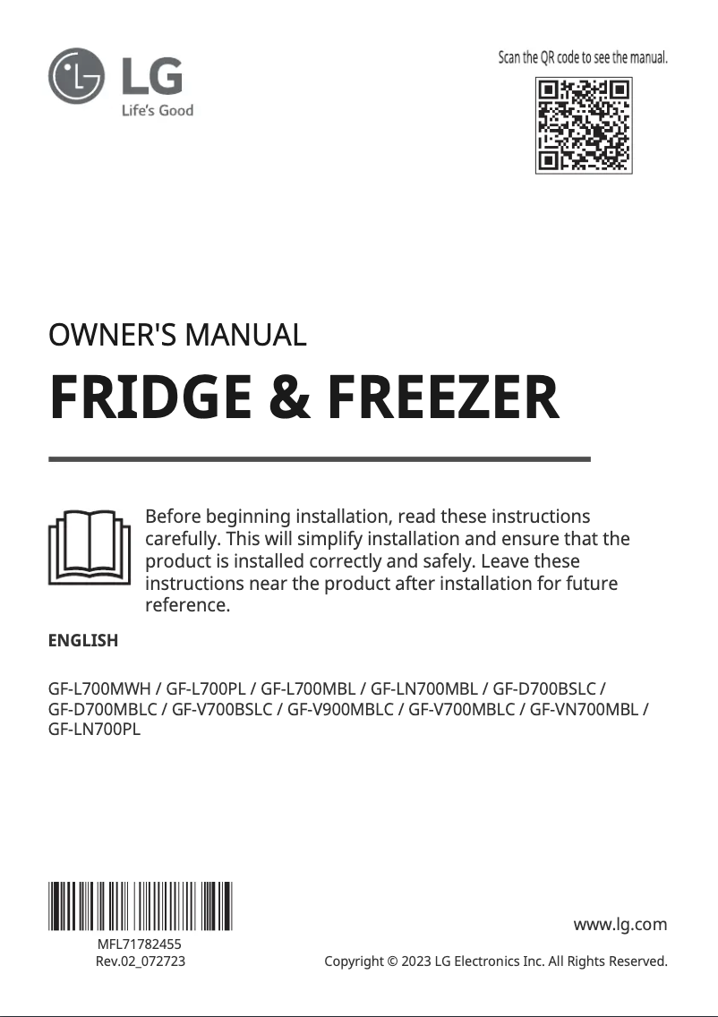 Image de la première page du manuel de l'appareil GF-V700BSLC