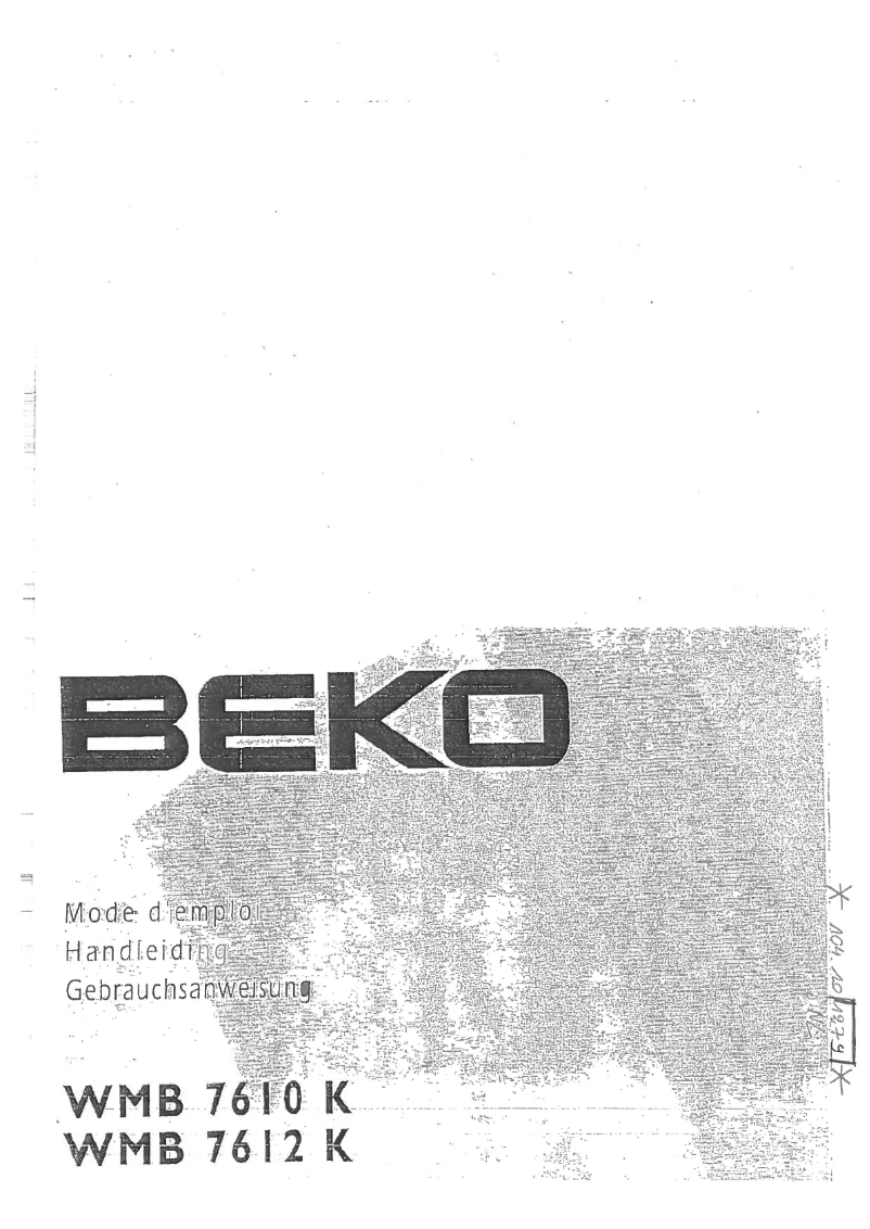 Page 1 de la notice Manuel utilisateur Beko WMB 7610 K