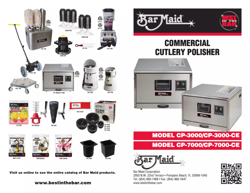 Page 1 de la notice Manuel utilisateur Bar Maid CP-3000