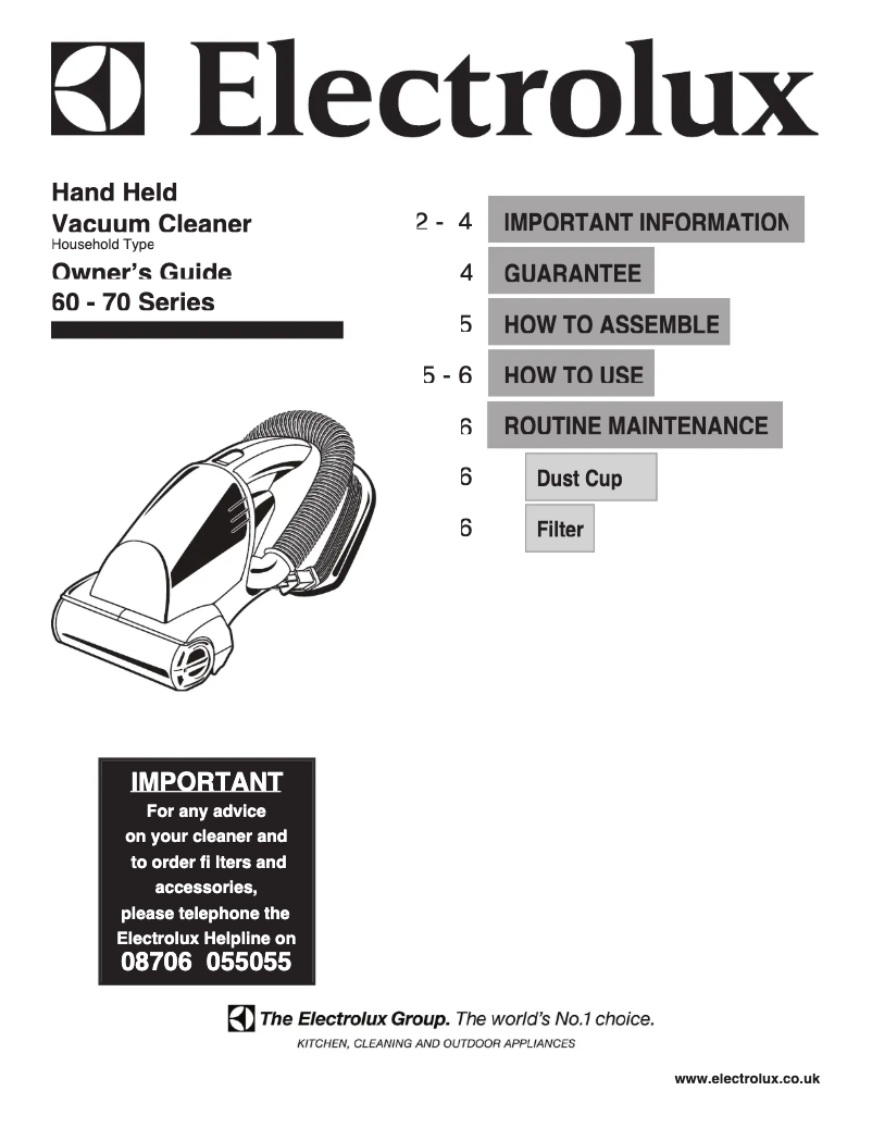 Page 1 de la notice Manuel utilisateur Electrolux Z61A
