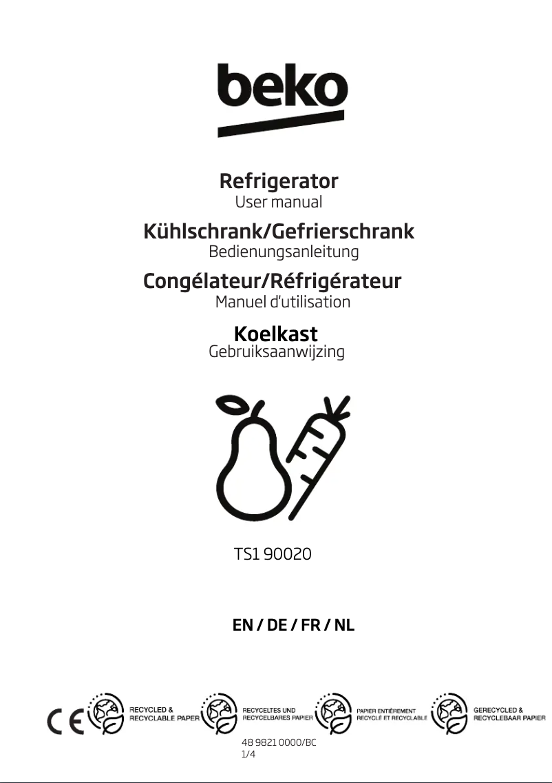Page n°1 - Manuel utilisateur Beko TS1 90020