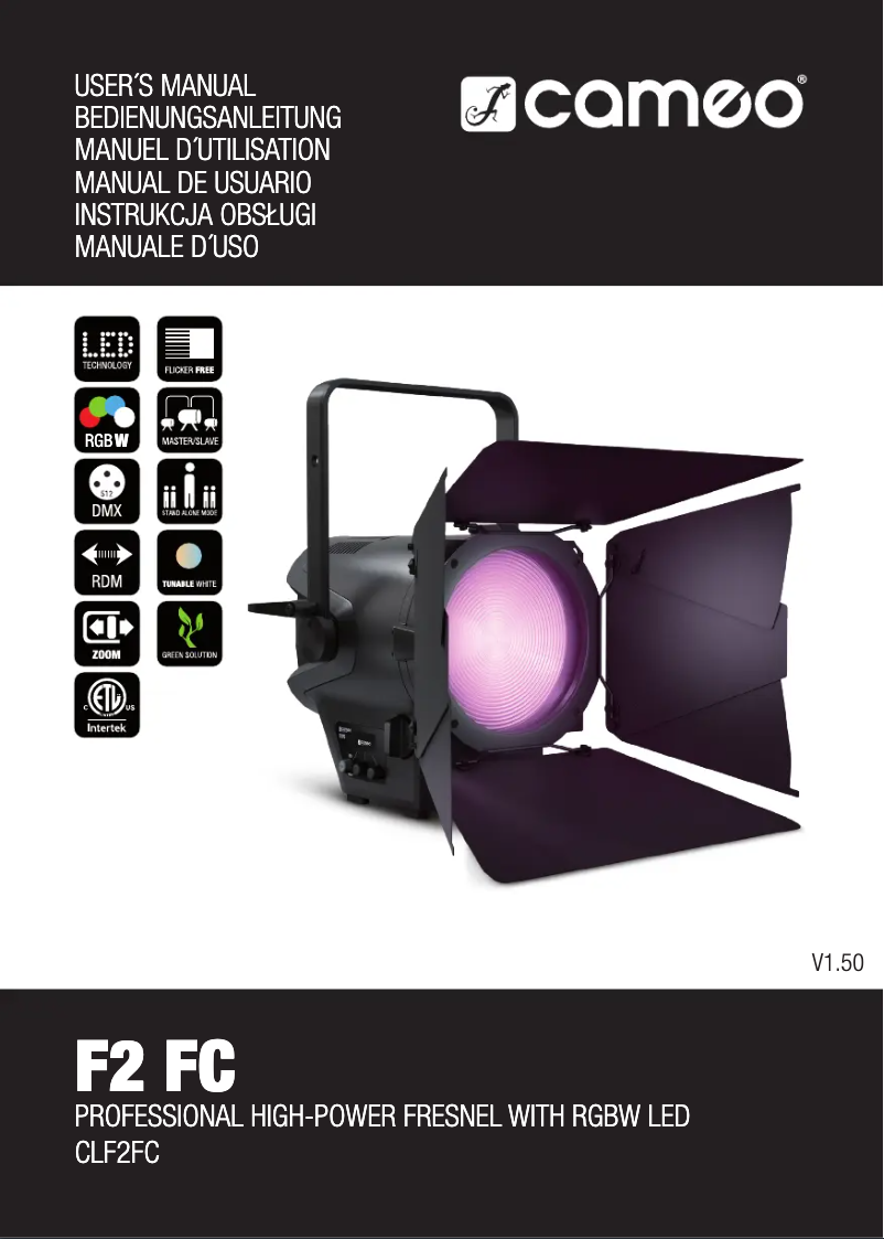 Page 1 de la notice Manuel utilisateur Cameo F2 FC