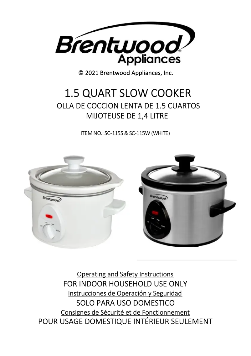 Página 1 del manual Manual de usuario Brentwood SC-115W