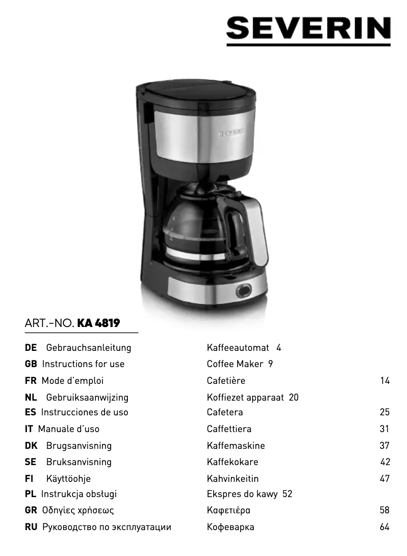 Page n°1 - Manuel utilisateur Severin KA 4819