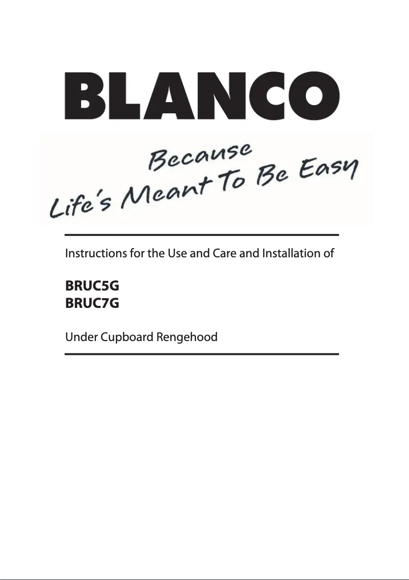 Page n°1 - Manuel utilisateur BLANCO BRUC5G