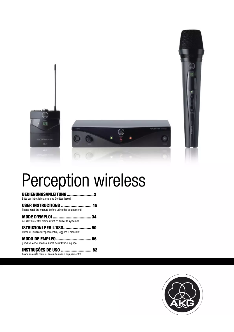 Page n°1 - Manuel utilisateur AKG PT45