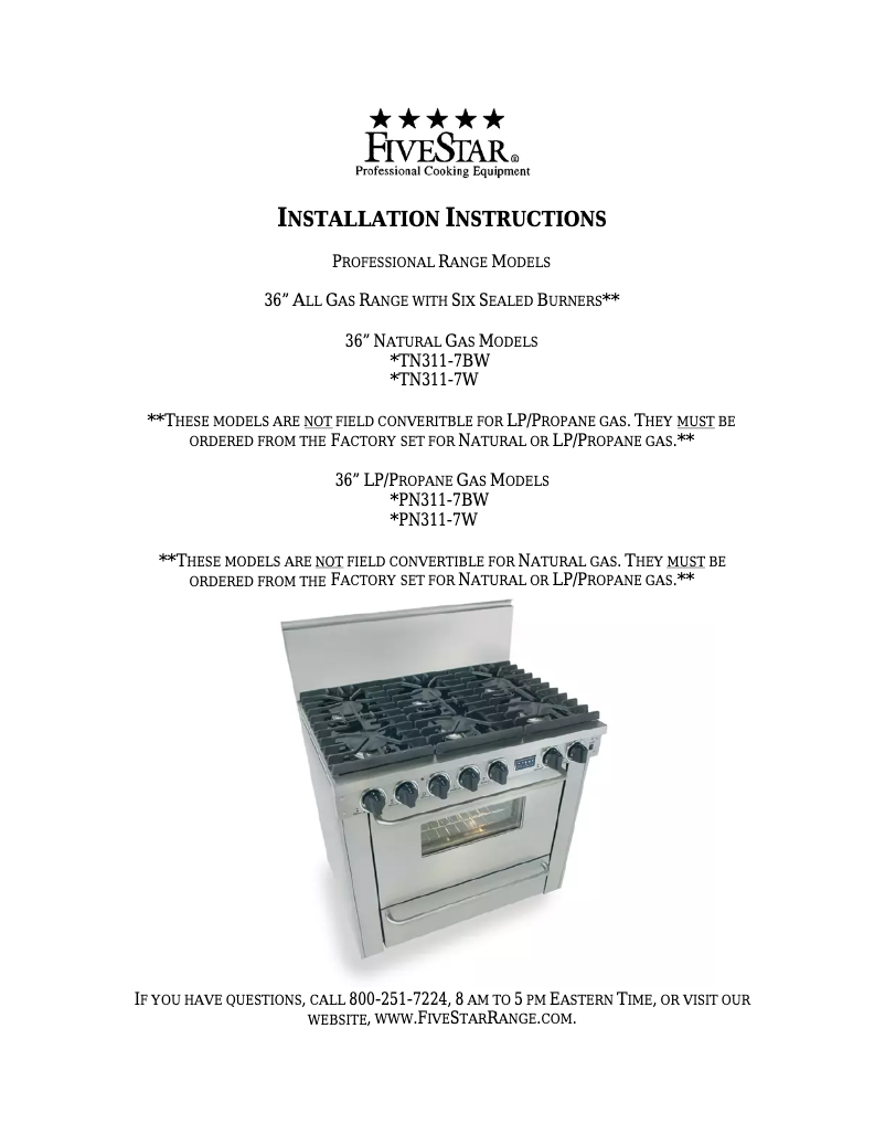 Page n°1 - Instructions / montage FiveStar WPN3117SW