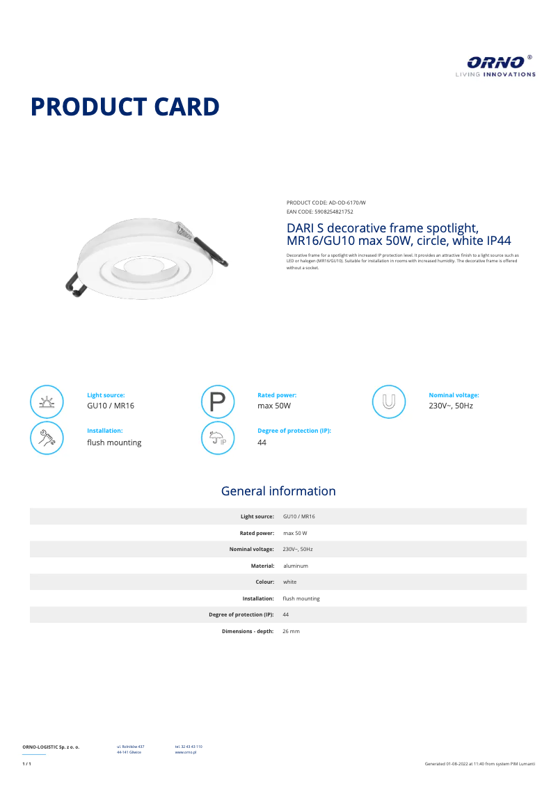 Image de la première page du manuel de l'appareil AD-OD-6170/W