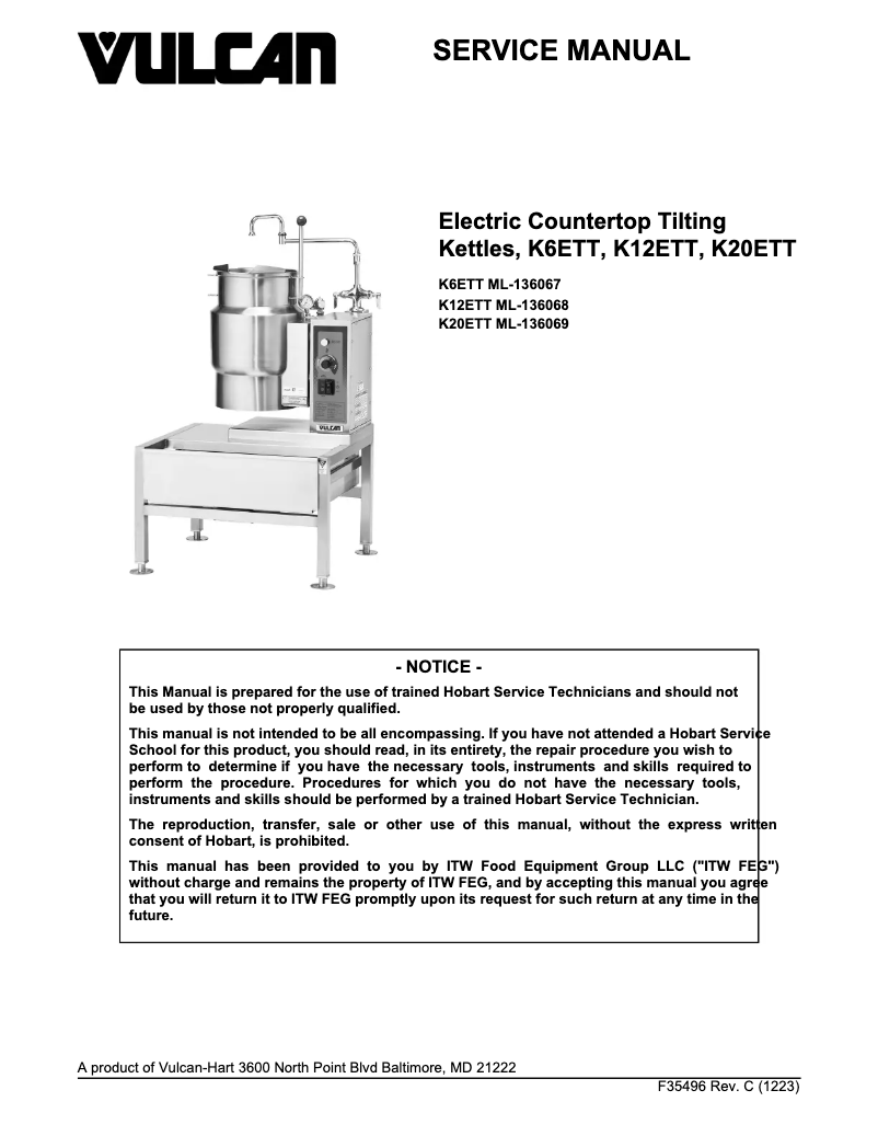 Page 1 de la notice Manuel utilisateur Vulcan K12ETT