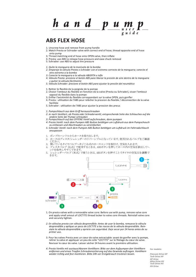 Page 1 de la notice Manuel utilisateur Lezyne Alloy Drive HV