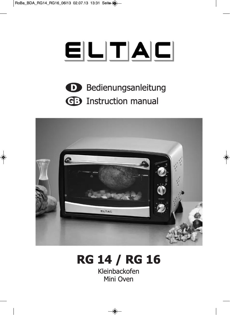 Página 1 del manual Manual de usuario Rommelsbacher RG 14