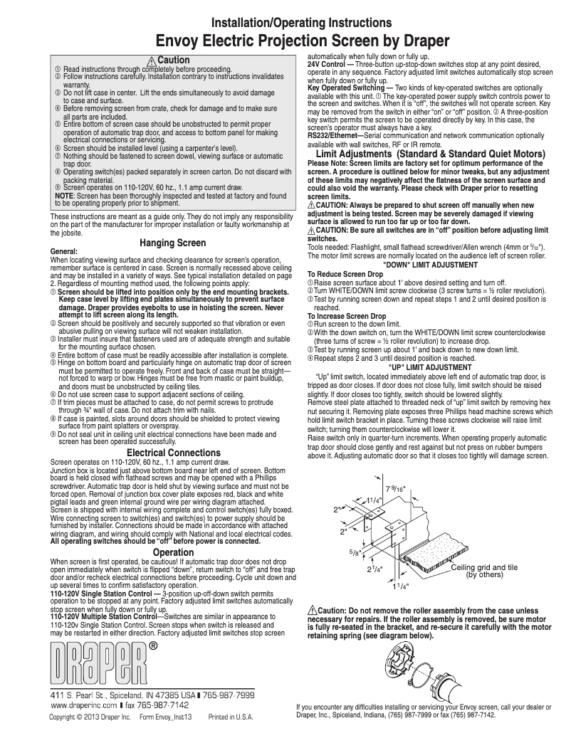 Page 1 de la notice Manuel utilisateur Draper Envoy