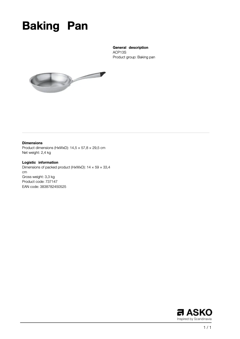 Page n°1 - Manuel utilisateur Asko ACP13S