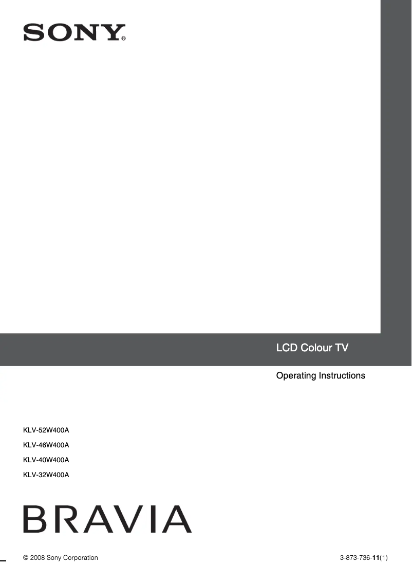 Page 1 de la notice Manuel utilisateur Sony Bravia KLV-46W400A